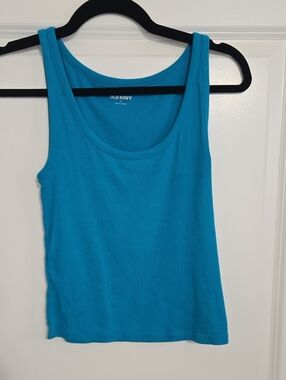 Old Navy Turquoise Ribbed Scoop Neck Tank Top